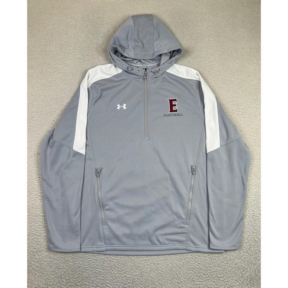Under Armour Hoodie Mens XL Gray 1/4 Zip E‎ Football Loose Fit Fleece Pullover